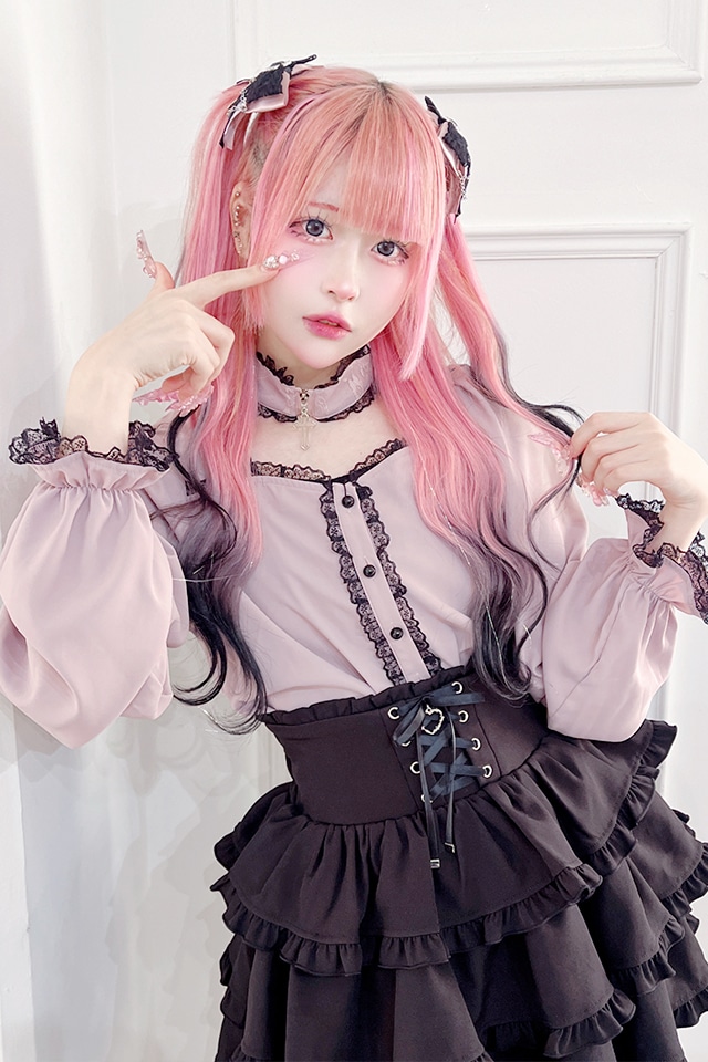 MA*RS】クロスチョーカー付きブラウス - ピンク size-F | 地雷系・量産