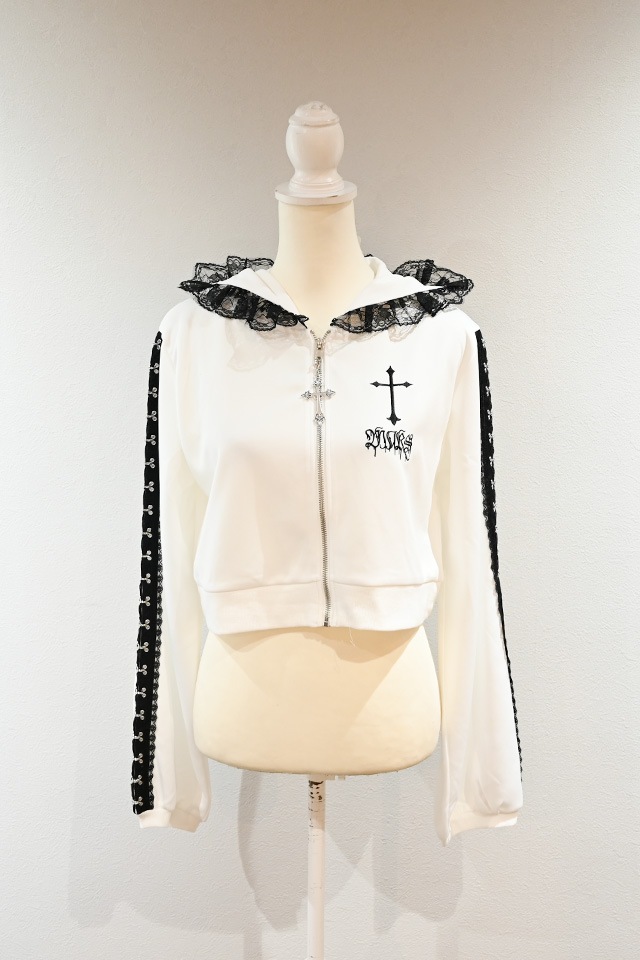 MA*RS】レースホック×クロスショートパーカー - ホワイト size-F