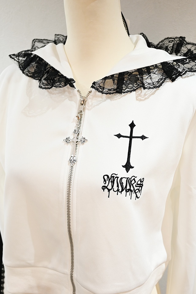 MA*RS】レースホック×クロスショートパーカー - ホワイト size-F