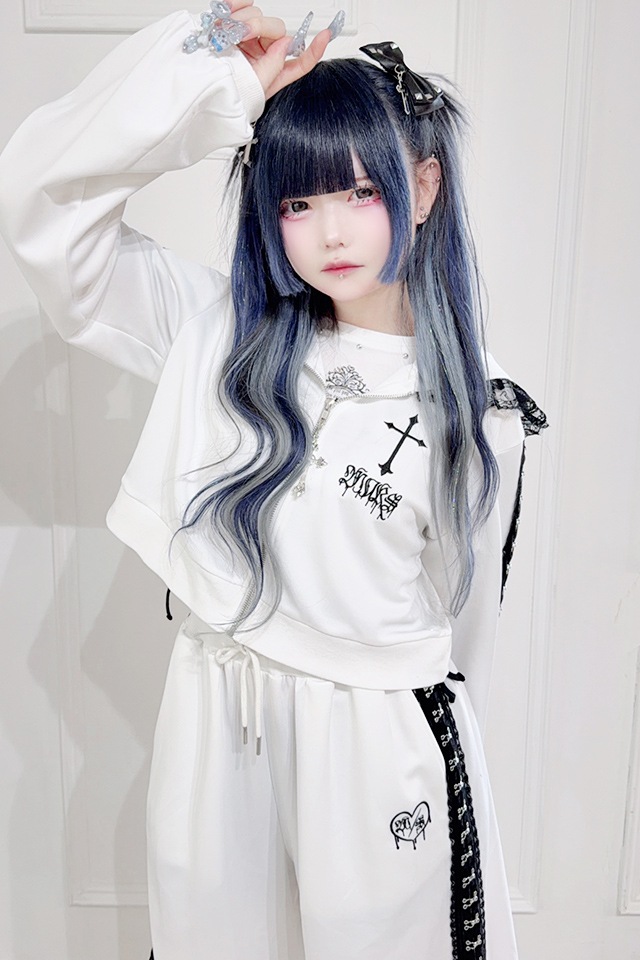 MA*RS】レースホック×クロスショートパーカー - ホワイト size-F