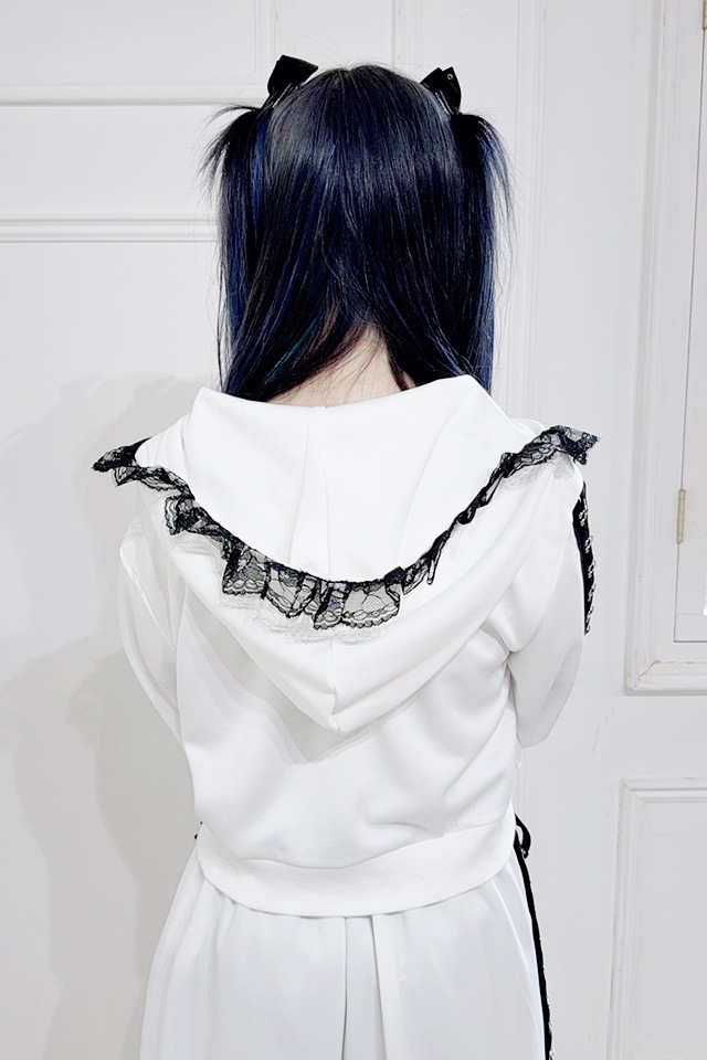 MA*RS】レースホック×クロスショートパーカー - ホワイト size-F