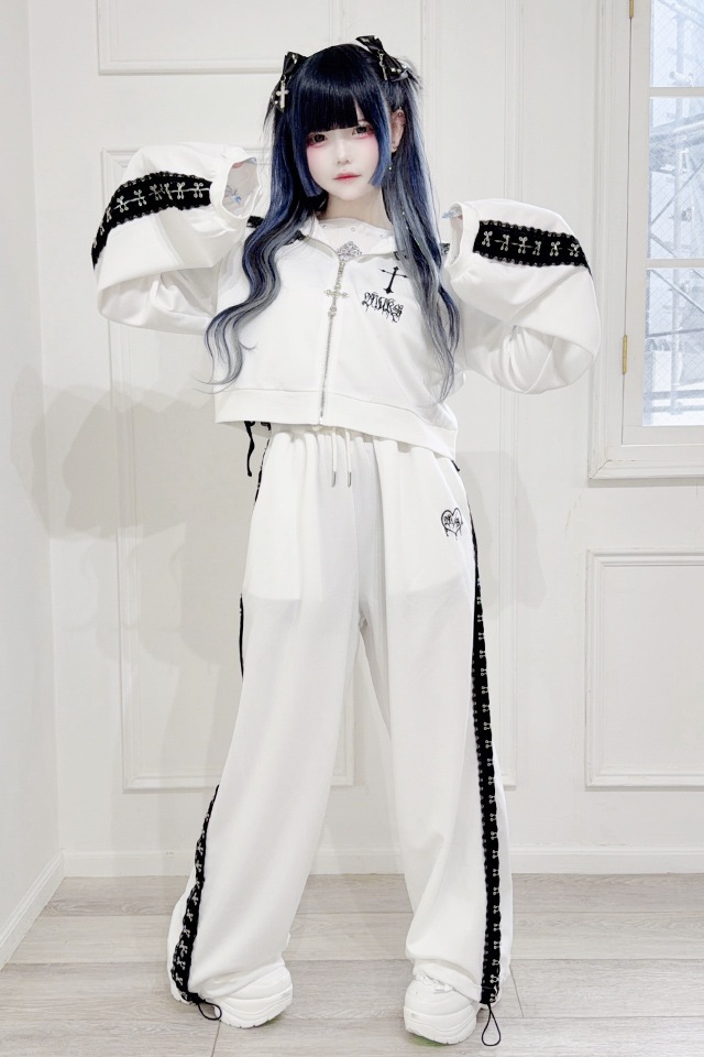 MA*RS】レースホック×クロスショートパーカー - ホワイト size-F