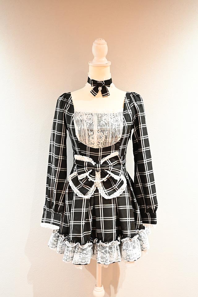 Princess Melody】チョーカー付きチェックワンピース - ブラック size