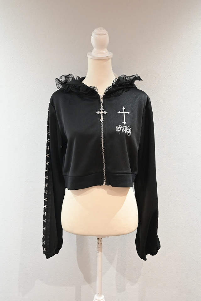 MA*RS】レースホック×クロスショートパーカー - ブラック size-F