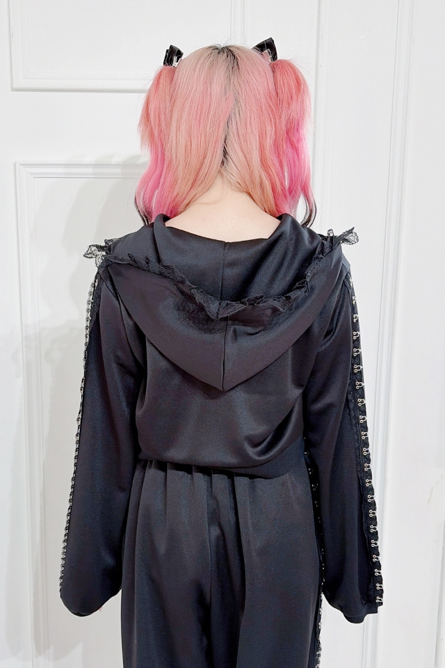 MA*RS】レースホック×クロスショートパーカー - ブラック size-F