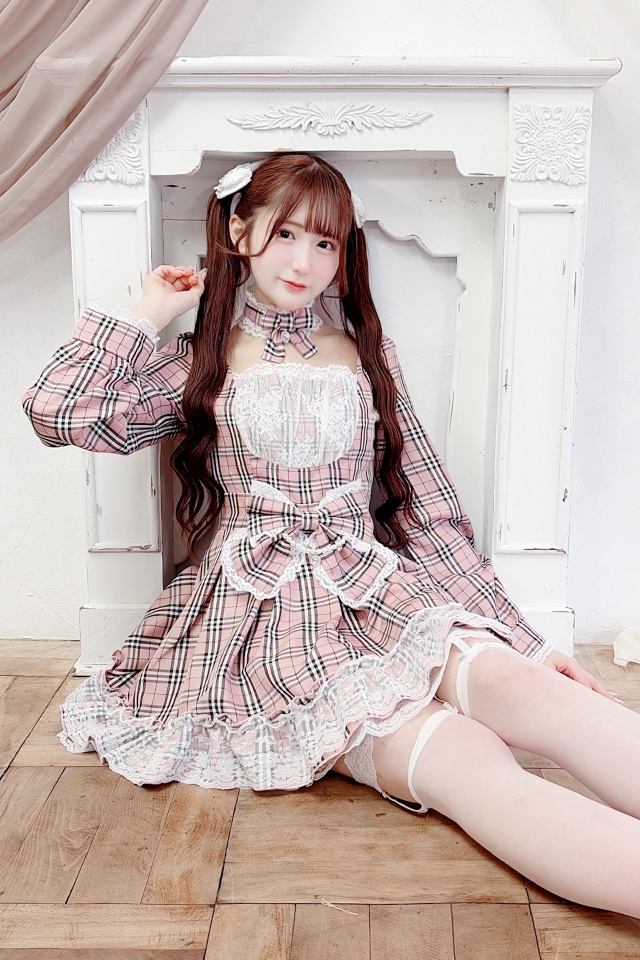 Princess Melody】チョーカー付きチェックワンピース - ピンク size-F