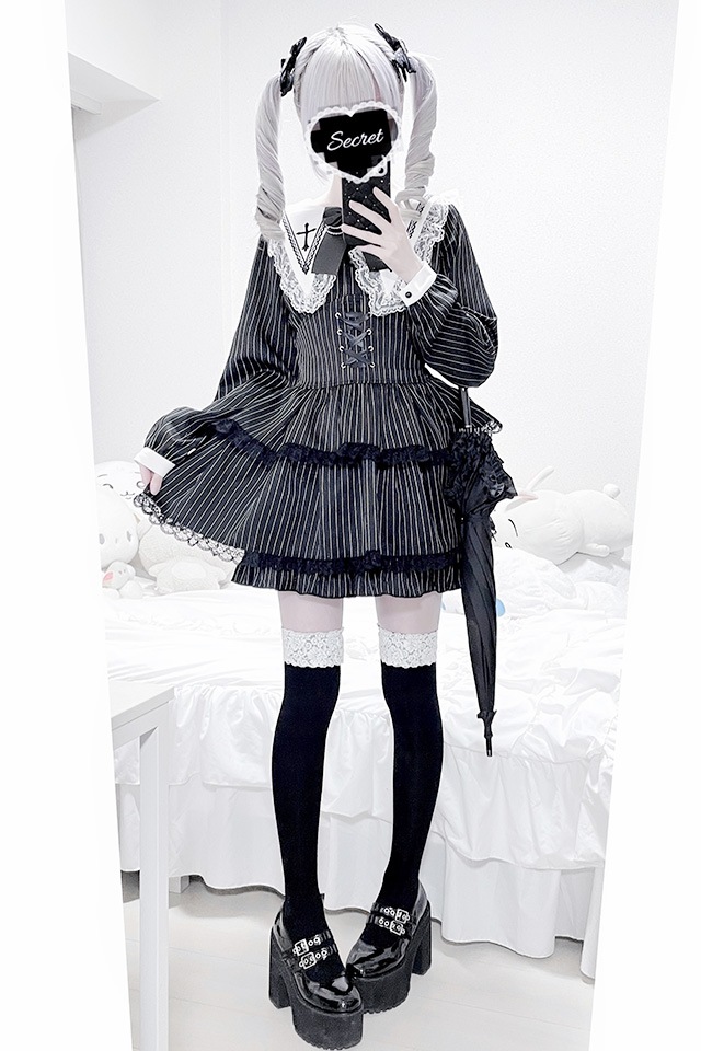 MA*RS】【2点SET】クロス刺繍3段フリルセットアップ - BLK
