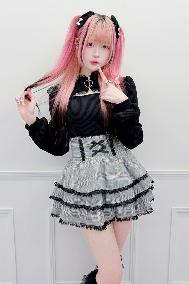 MA*RS】パールリボンフリルスカパン - BLK/ホワイト size-F | 地雷系