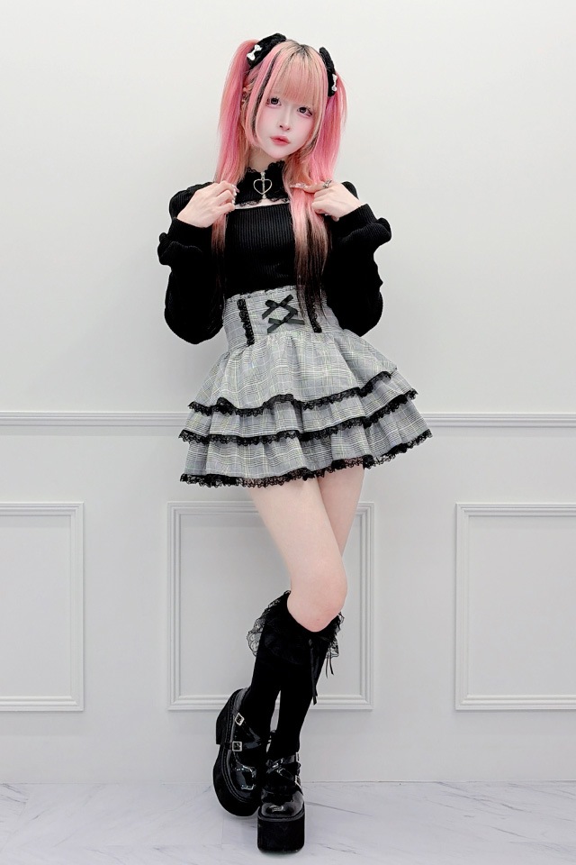 MA*RS】パールリボンフリルスカパン - BLK/ホワイト size-F | 地雷系