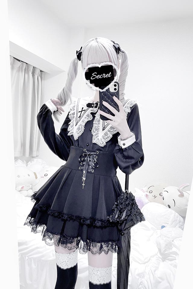 MA*RS】クロスチャーム付きスピンドルスカパン - ブラック size-F