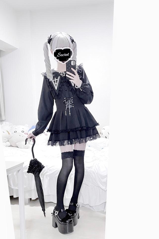 MA*RS】クロスチャーム付きスピンドルスカパン - ブラック size-F