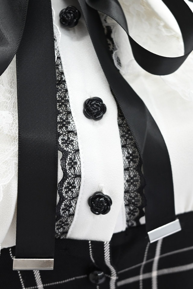 MA*RS】クロス刺繍ビスチェ風ブラウス - ブラック size-F | 地雷系