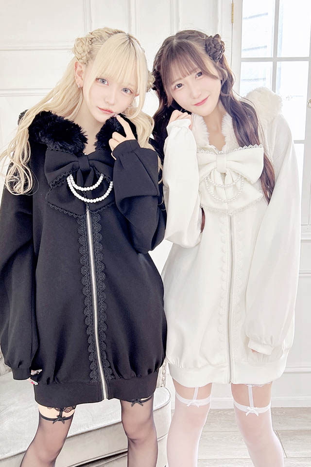 MA＊RS りぼんタイ付きフードロングコート Princess Melody】りぼんタイ＆ファー付きロングパーカー