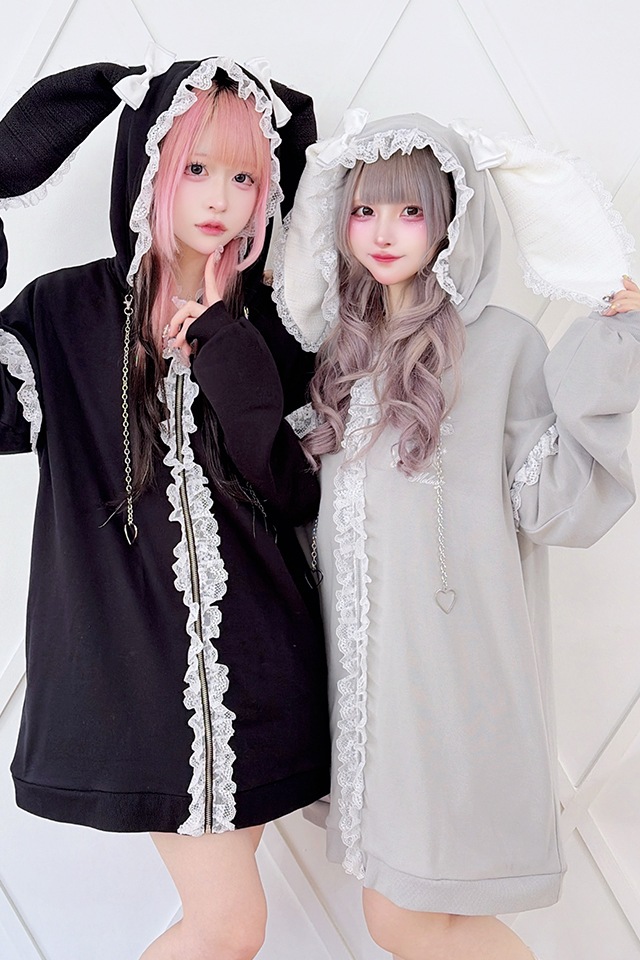 期間限定出品☆ハート　グレー　パーカー ムラサキスポーツ限定】X-GIRL/エックスガール HEART LG ZIP SWT HD