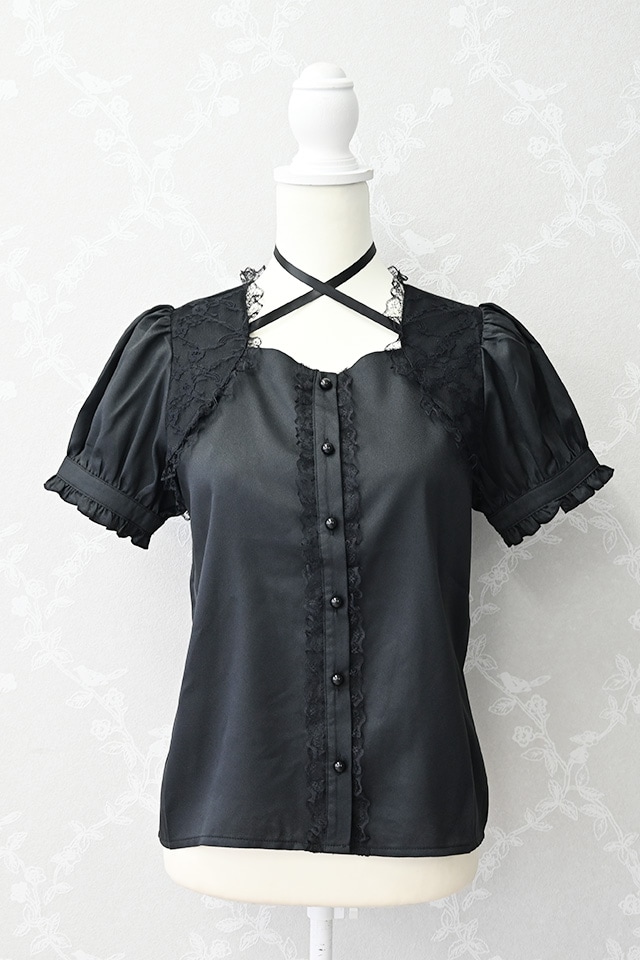 MARS ケープブラウス MA*RS】ケープ風フリルブラウス - BLK/BLK size-F | 地雷系
