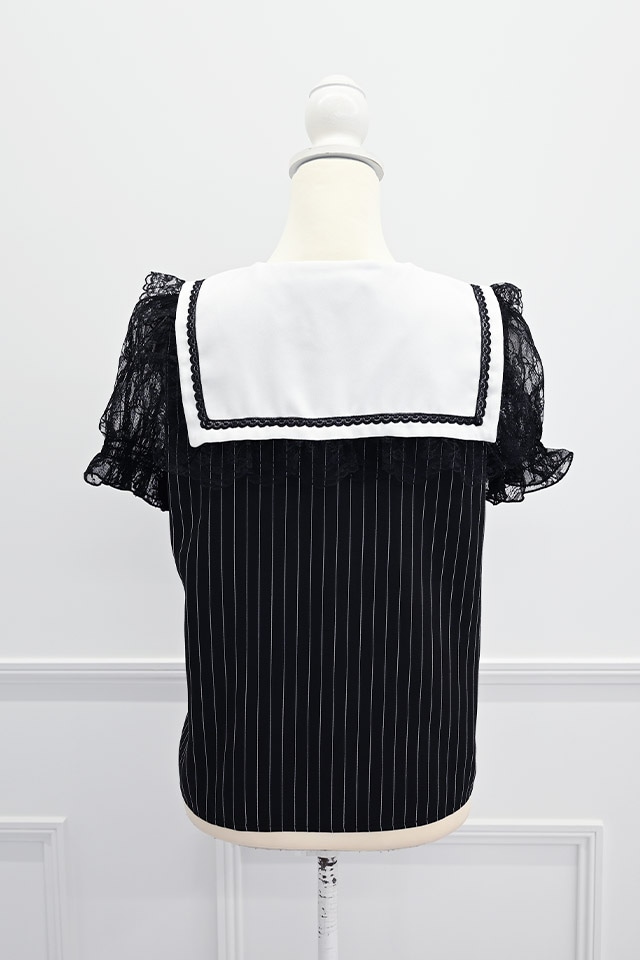MA*RS】レース袖クロス刺繍ブラウス - BLK/ホワイト size-F | 地雷系