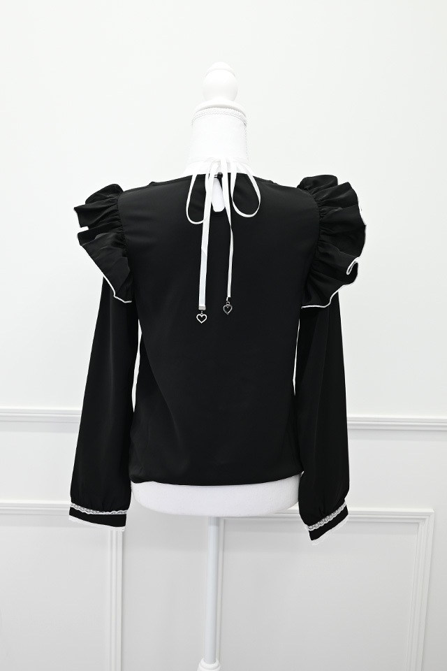 MA*RS】サテンリボンチェックブラウス - BLK/ホワイト size-F | 地雷系