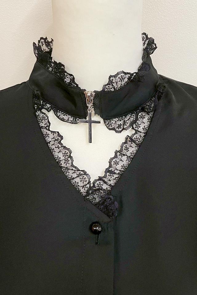 Rykさま専用です♡MA※RS♡シュガーグロス　真っ黒なハーフコート♡M MA*RS】サテンリボン付きフリルブラウス - ブラック size-F