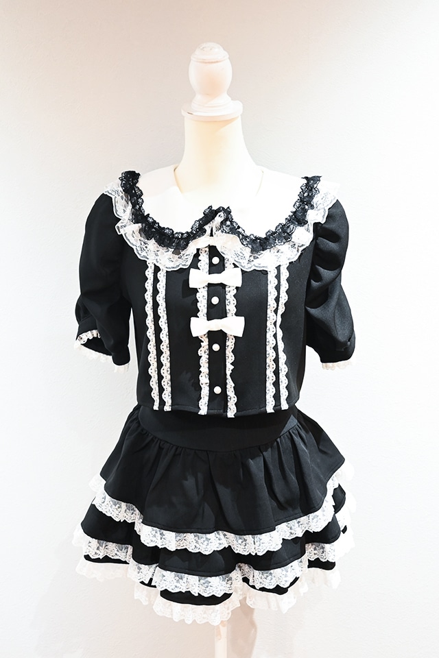 MA*RS】トリプルリボンレースフリルセットアップ - ブラック size-F