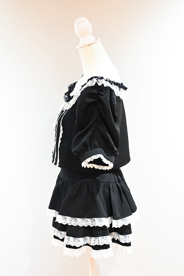 MA*RS】トリプルリボンレースフリルセットアップ - ブラック size-F