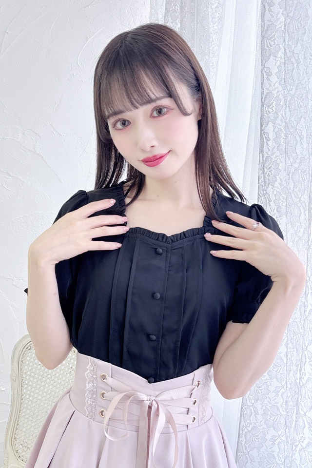 地雷 マーズ ブラウス スカート リボン 十字架 ハート まとめ売り セット ❤︎ MA*RS】サテンリボン付きハートカットブラウス - ブラック size