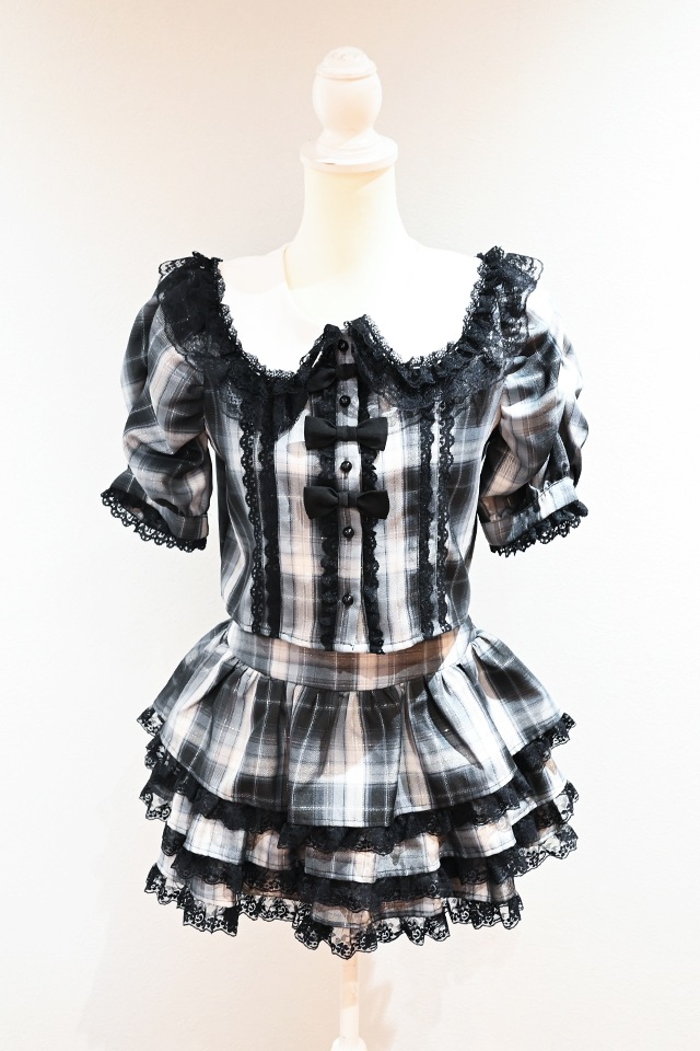 MA*RS】トリプルリボンレースフリルセットアップ - BLK/ホワイト size