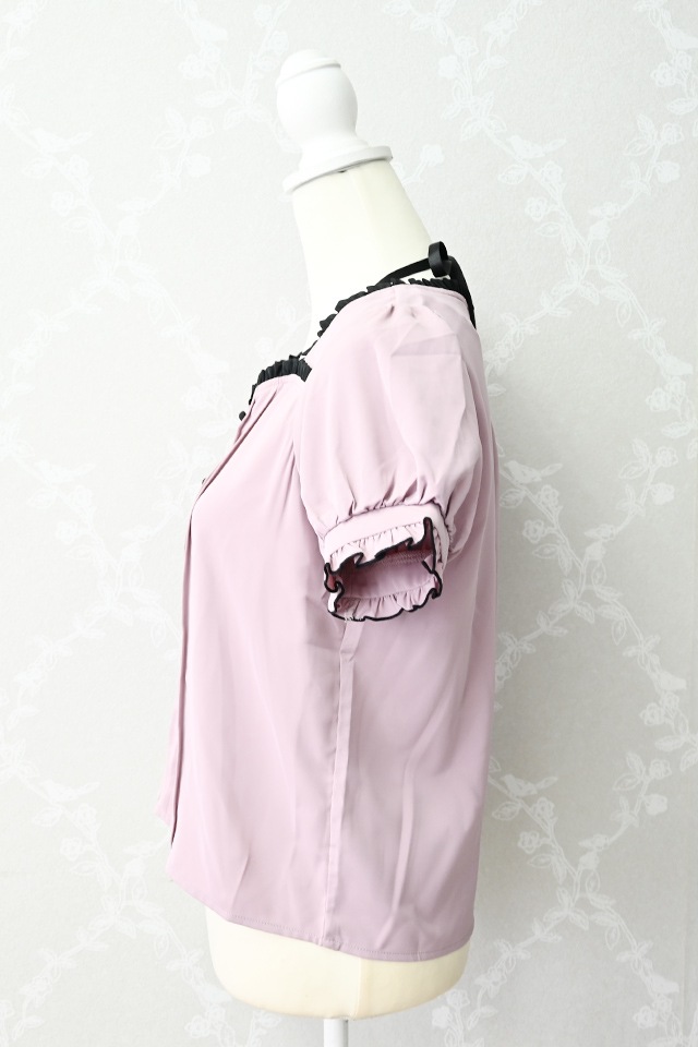 MA*RS】サテンリボン付きハートカットブラウス - ピンク size-F