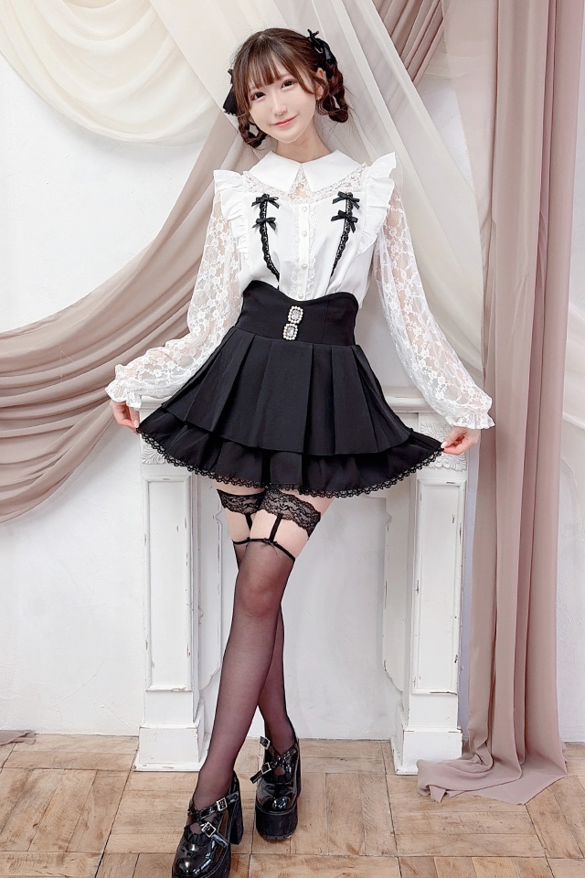 MA*RS】肩フリルちびリボンレーストップス - WHT/WHT size-F | 地雷系