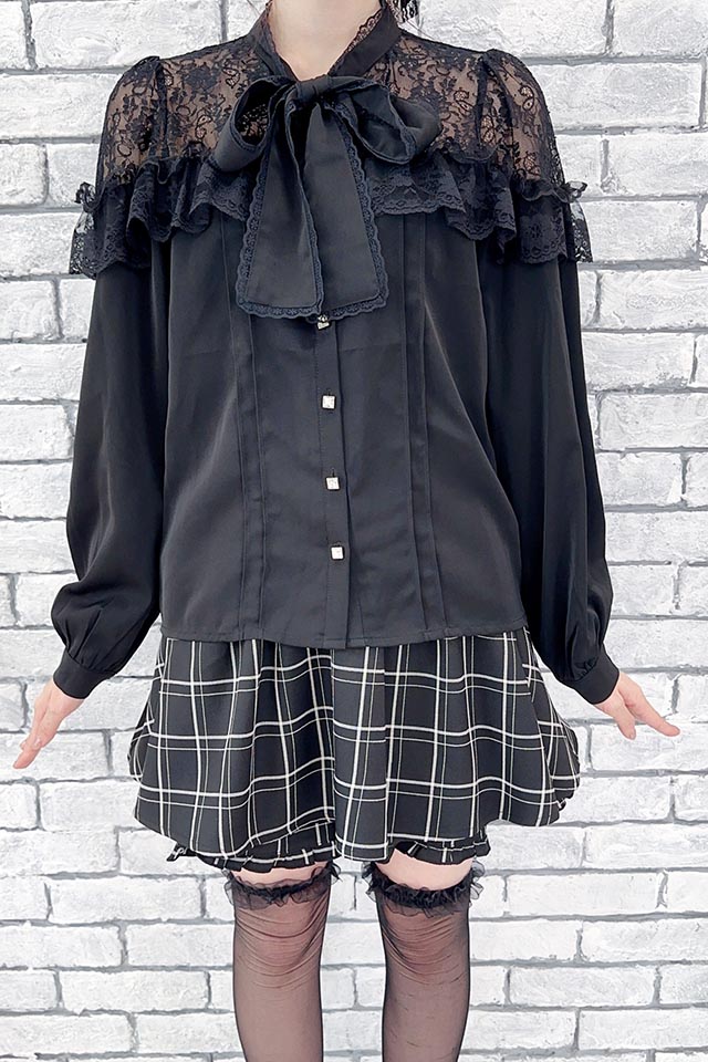 MA*RS】肩レースボウタイブラウス - ブラック size-F | 地雷系・量産型 