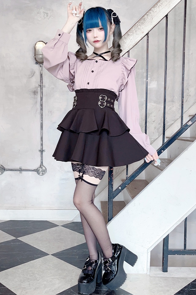 マーズ　ヒョウバラ柄　フリルスカパン マーズ ヒョウバラ柄 フリルスカパン MA*RS】ZIPフリルスカパン