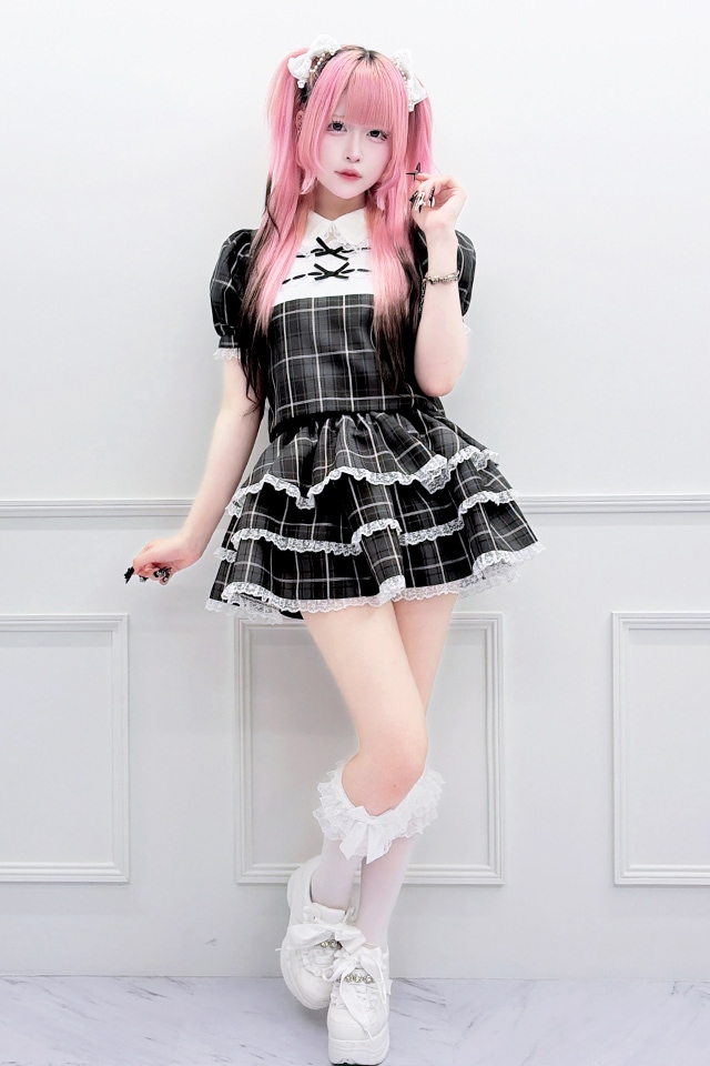 ��Princess Melody�ۡ�2��SET�ۥ��֥��ܤ�졼���ơ��ץ��åȥ��å� - BLK/�ۥ磻�� size-F