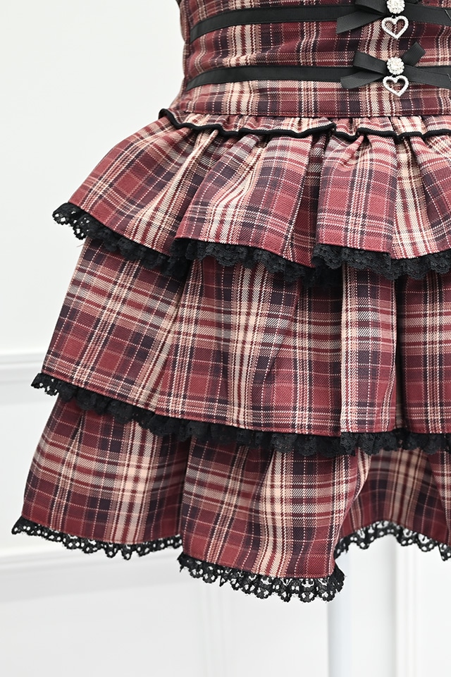 MA*RS】リボン付きチェック柄スカパン - レッド size-F | 地雷系・量産