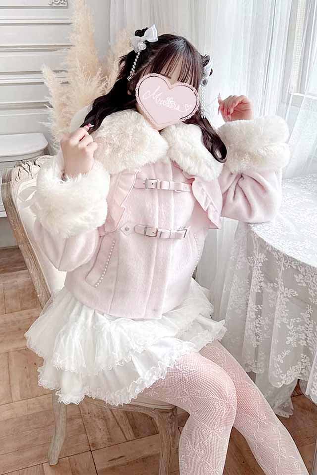 MA*RS】【さきまるちゃんコラボ】リボンベルトショートコート - ピンク