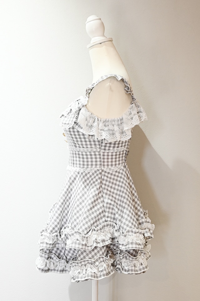 Princess Melody】ダブルりぼんギンガムキャミワンピース - グレー