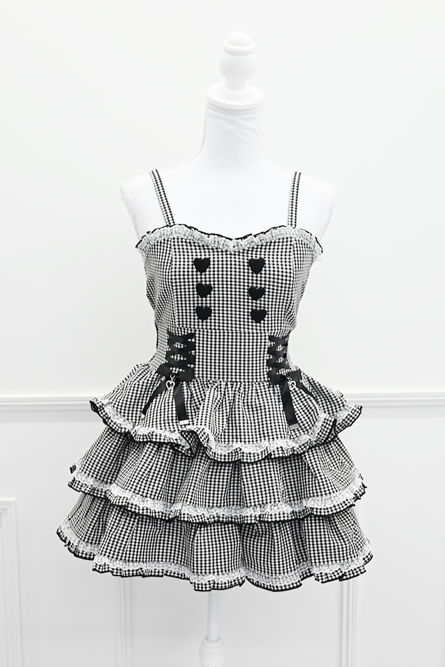お値下げ♡MA＊RS♡MA*RS ハート柄 キャミワンピース MA*RS】【3点SET】ハートレースアップフリルキャミワンピース