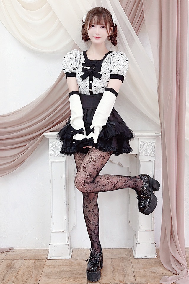 Princess Melody】アームウォーマー付きハート柄2連リボンニット