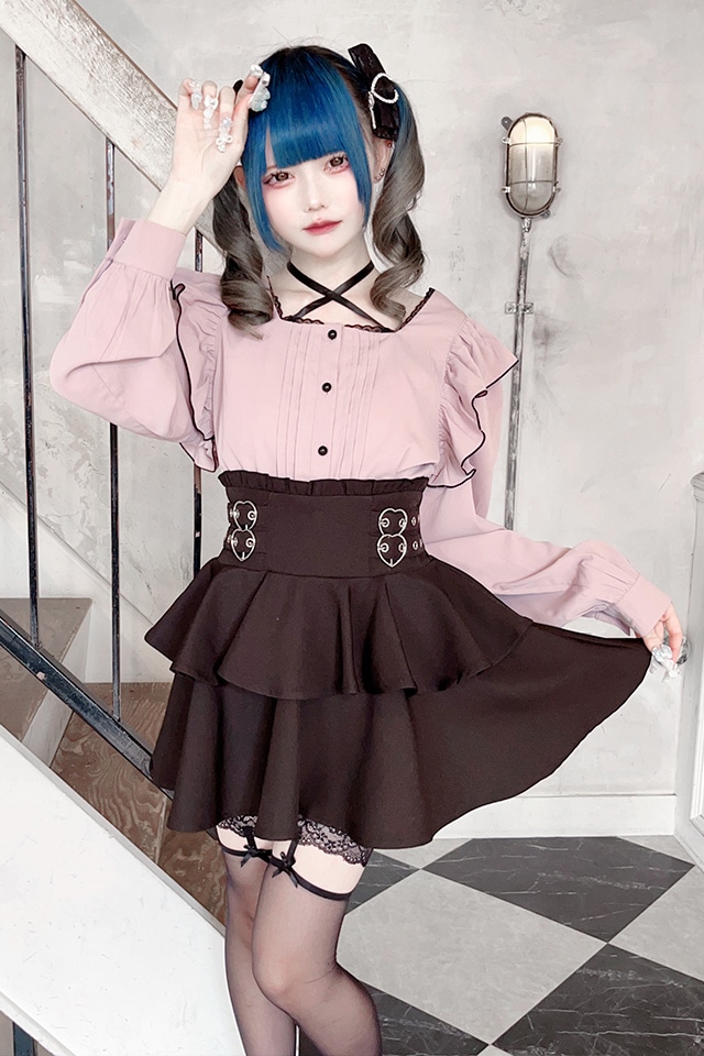 MA*RS】ハートバックル二段フリルスカパン - ブラック size-F | 地雷系