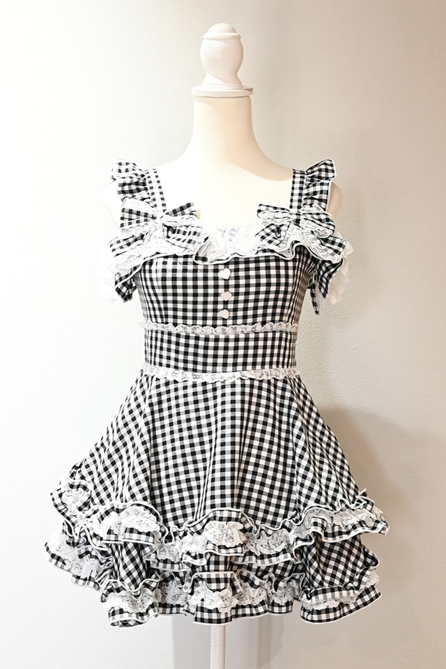 Princess Melody】ダブルりぼんギンガムキャミワンピース - ブラック