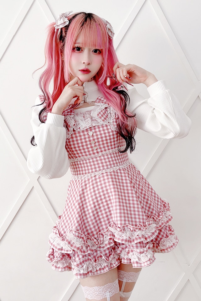 Princess Melody】ダブルりぼんギンガムキャミワンピース - ピンク