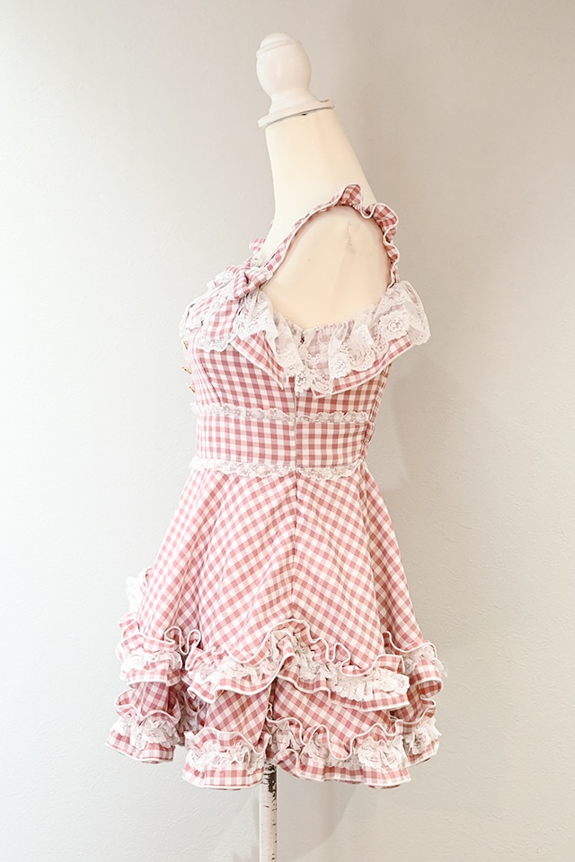Princess Melody】ダブルりぼんギンガムキャミワンピース - ピンク