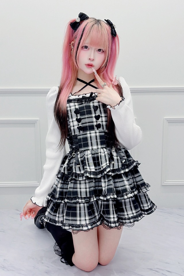 MA*RS】【3点SET】ハートレースアップフリルキャミワンピース - BLK