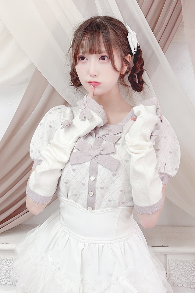 Princess Melody】アームウォーマー付きハート柄2連リボンニット