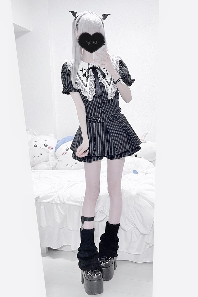 MA*RS】【2点SET】クロス刺繍短丈セットアップ - WHT/ブラック size-F