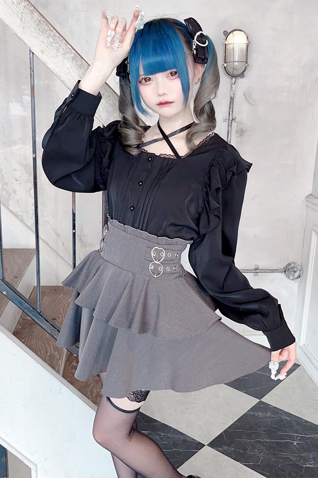 MA*RS】ハートバックル二段フリルスカパン - チャコールグレー size-F