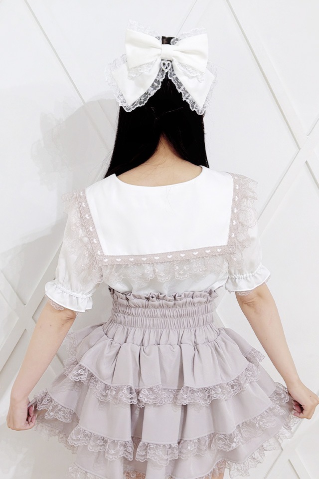 MA*RS】ハートレースセーラー襟ブラウス - WHT/ピンク size-F | 地雷系