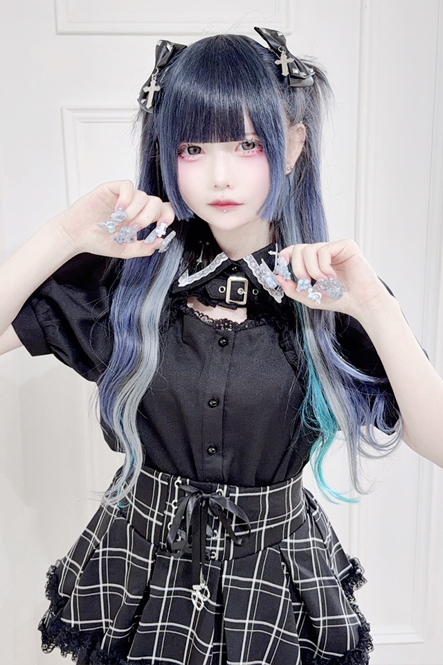 MA*RS】胸開きクロス刺繍ブラウス - BLK/BLK size-F | 地雷系・量産型