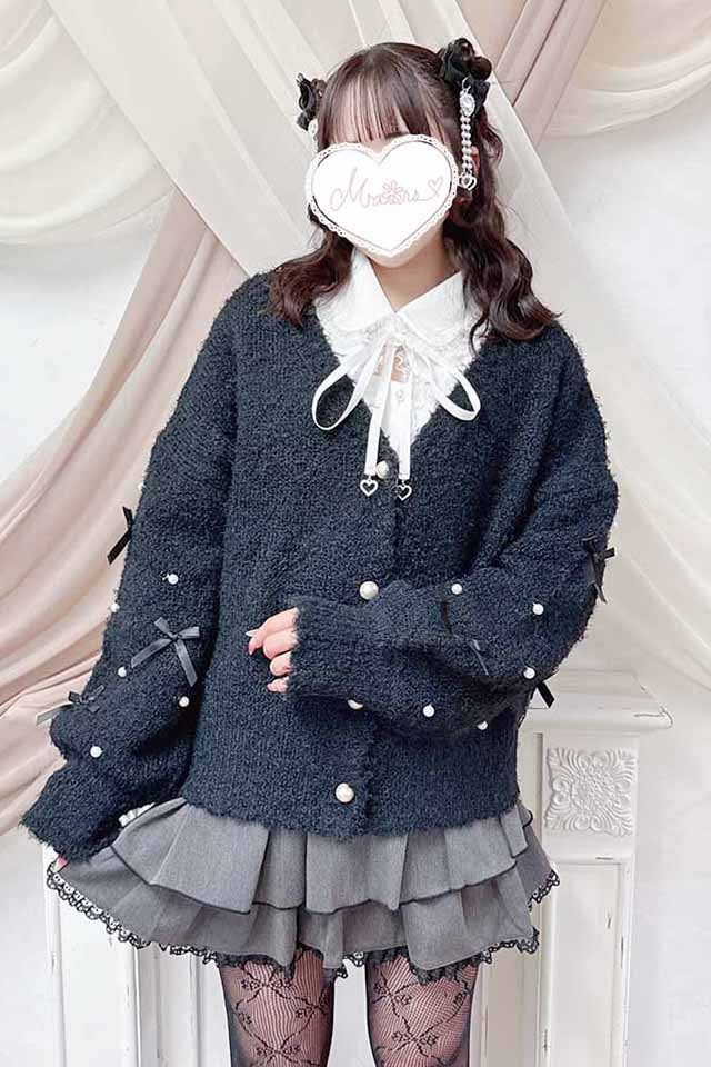 MA*RS】ちびリボンニットカーディガン - ブラック size-F | 地雷