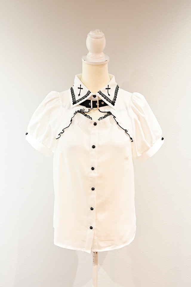 MA*RS】胸開きクロス刺繍ブラウス - WHT/WHT size-F | 地雷系・量産型
