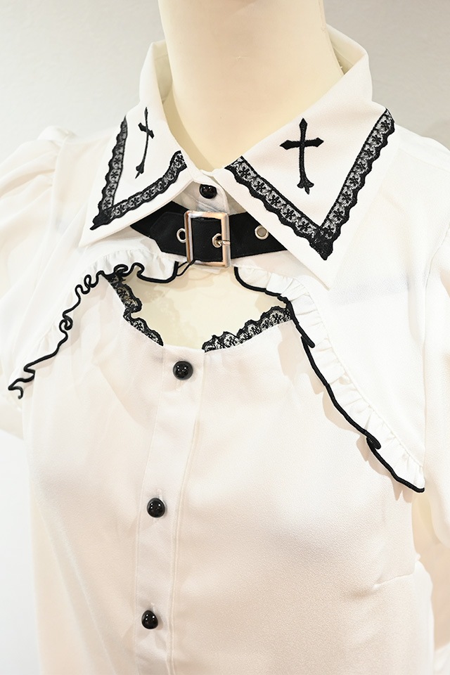 MA*RS】胸開きクロス刺繍ブラウス - WHT/WHT size-F | 地雷系・量産型
