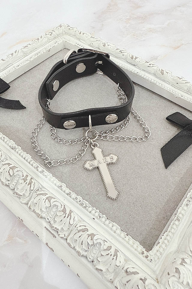 MA*RS】オリジナルクロス付きチェーンブレスレット - ブラック size-F